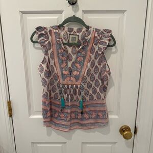 Bell by Alicia Bell Kiara Top Turquoise Pink Motif